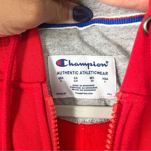 Champion Jacket Men’s Small Red Fleece PowerBlend Full Zip Up Hooded NWT - Picture 3 of 7